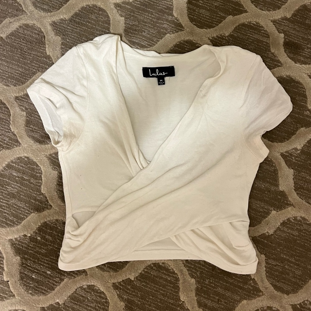 Lulu's White Wrap Top